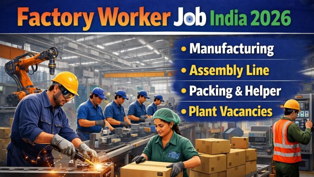 Factory Worker Job India 2026 – Manufacturing, Assembly Line, Packing, Helper & Plant Vacancies Factory Worker Job India 2026